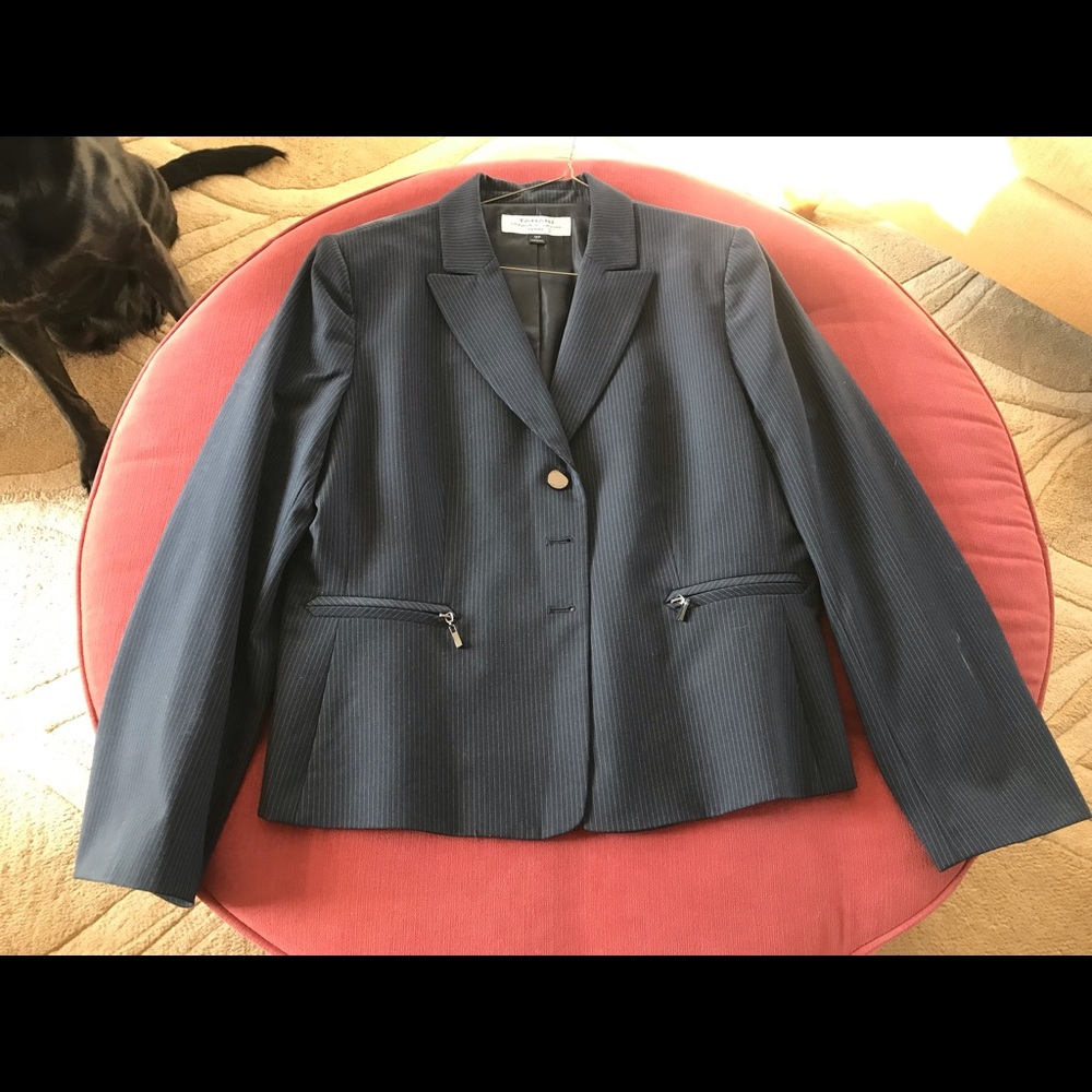 Women’s Navy Blue Pinstripe Skirtsuit.